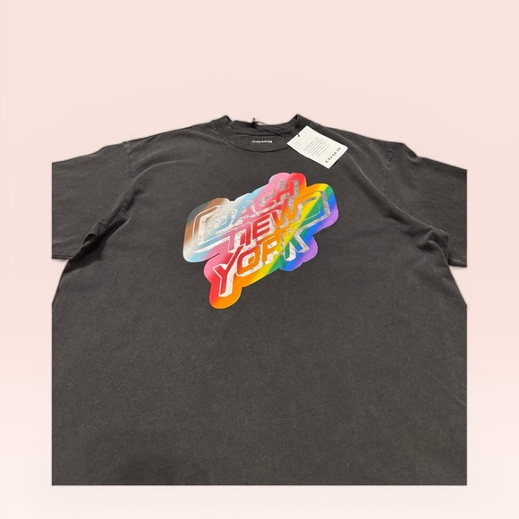 Coach Oversized Washed Black Rainbow Tee 22 ptp - Picture 4 of 8
